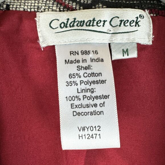 Coldwater Creek Open Blazer Womens Medium Beaded Tapestry White Black Red (0992) - Picture 2 of 12